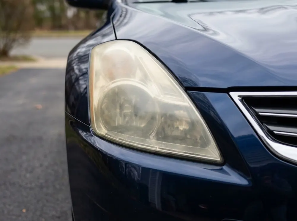 Headlight before restoration — cloudy and yellowed
